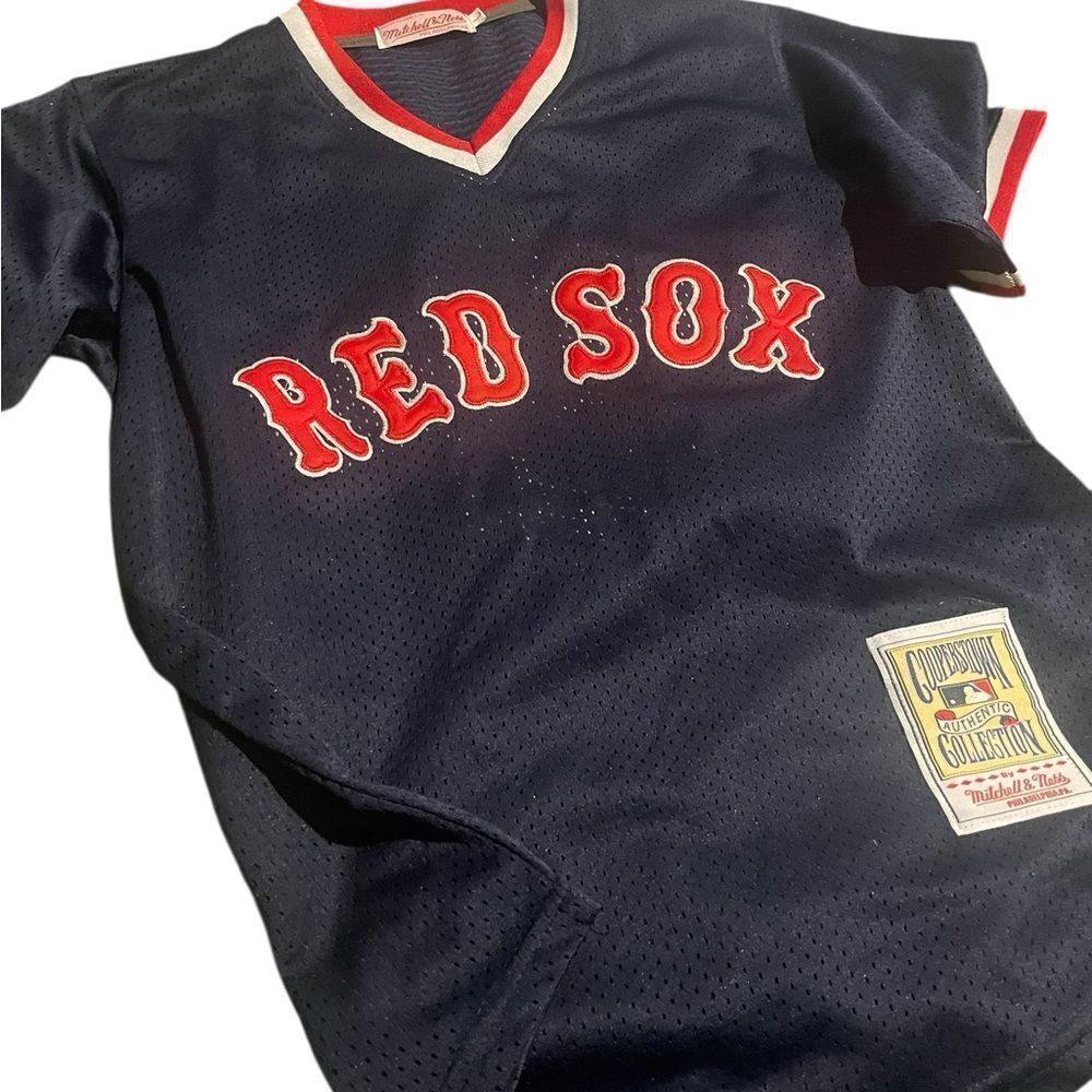 Red Sox Navy Jersey Cooperstown Collection youth size large see pics like new